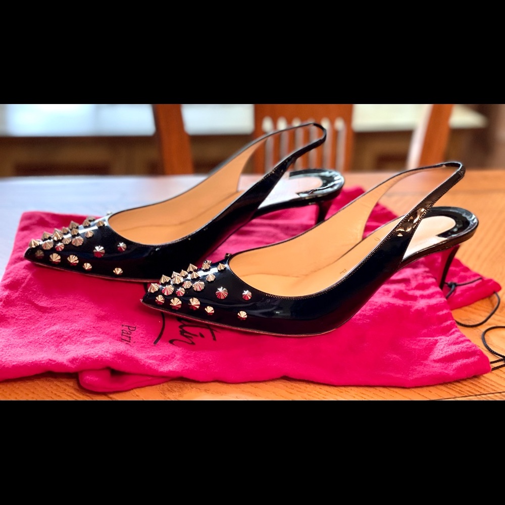 Christian Louboutin Black Stud Kitten Heels- Worn Once